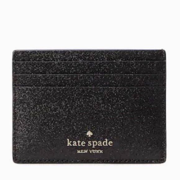 NWT Kate Spade Black Sparkle Glitter Tinsel Boxed Small Card Holder Wallet - Picture 3 of 15